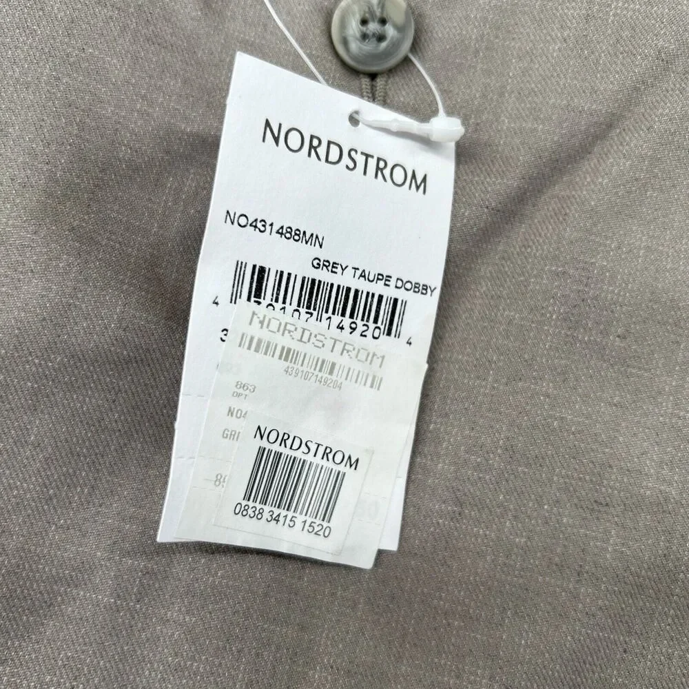 NORDSTROM Pants Mens 32 x 32 Gray Taupe Cotton Athletic Fit Non Iron Flat Front